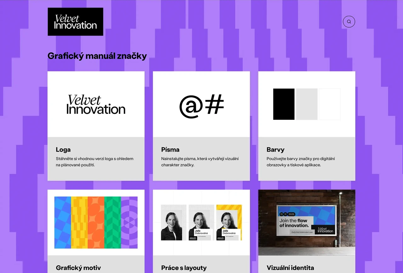 Visualbook – brand manuál Velvet Innovation